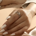 Close-up of dual-band adjustable ring with twisted rope texture and polished silver finish - Adjustable Open / Silver Double Layer Twist Style (JZ508S)