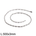 Polished stainless steel 3mm bead chain necklace in silver finish, 500mm length - Mixed Oval Bead Chain (KN107368-Z)