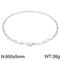 Polished silver stainless steel paperclip chain necklace with lobster clasp 650x5mm - Necklace 650x5mm(KN202088-Z) / Steel
