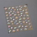Stickers ongles 3D coquillages M-605 avec bordure dorée et dégradé océan macaron - Série Océan (M-605)