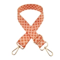 Adjustable wide replacement bag strap with orange floral print and gold metal buckles - Gold Buckle / Orange Dense Floral (No.200)