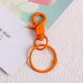 Orange lobster clasp keychain with metal ring and glossy painted finish for accessories - Dark Orange
