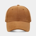 Detail shot of a brown cotton twill baseball cap with reinforced curved brim and eyelets - Adjustable / Camel