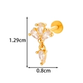 Gouden piercingsieraad met druppelvormige zirkonia, 1,29 cm hoog en 0,8 cm breed luxe - Drie Druppel Bloemencluster Stijl (2606-3#) / Goud