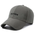 Dark grey cotton baseball cap featuring black 'ELEVEN' embroidery and curved brim - Grey Green