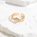 Golden crown branch ring with pear-shaped zircon and adjustable open band design - Crown / 14K Gold