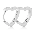 Orecchini a cuore in acciaio inossidabile argento lucido con texture spazzolata - Cuore Argento