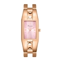 Elegante orologio al quarzo rettangolare oro rosa da donna con quadrante rosa e cinturino - Oro Rosa Rosa