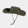 Close-up of olive green outdoor sun hat showing ripstop texture and metal snap buttons - One Size / Army Green