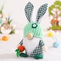 Easter gnome plush in green plaid with bunny ears and orange carrot decoration - Male Green With Carrot