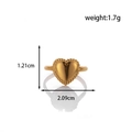 Adjustable golden stainless steel heart ring with beaded edge and polished finish - Beaded Heart (MN376-Gold)
