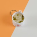 Miniature mung bean porridge bowl keychain with green beans and Chinese logo details - Barrel Diameter 4cm / Mung Bean Sago Dew