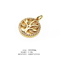 Golden micro-pave zircon Tree of Life charm pendant, 13x15mm copper jewelry component - 10-Tree of Life Hollow
