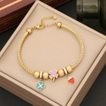 Goldenes S316L Edelstahl Armband mit Herzanhängern und bunten Emaille Kleeblättern - Kleeblatt & Erdbeere Stil (1#)