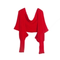 Red knit wrap shawl with long sleeves made of chunky acrylic yarn for winter wear - 06# Bright Red / 220x35CM