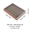 Brown velvet jewelry display tray with PU leather exterior and clear acrylic lid - With Acrylic Lid / Flat Tray With Lid (Coffee Velvet)