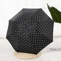 Ombrello pieghevole anti-UV con elegante fantasia a pois neri e beige di tendenza - Manuale Nero Beige Pois
