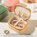 Cream yellow crocodile pattern PU leather mini travel jewelry box with velvet interior - Large Orange (PU Leather)