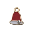 Christmas alloy bell pendant in red and white enamel with gold finish and rhinestone - Small Red Christmas Hat Charm