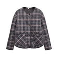 Veste en coton matelassée à carreaux vintage français avec col rond et boutons rose - XS / Carreaux