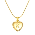 18K gold plated stainless steel heart necklace with letter K on a snake chain - Heart Letter K (S-P151-K)