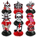 Set de 9 piezas decorativas de rock con centros de panal para fiestas temáticas - Set de Centros de Mesa de Panal / Combo de Centros de Mesa de Panal