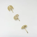 Detailed view of 3-piece minimalist gold alloy earring set with woven and smooth designs - 3-Piece Stud Earring Set / Gold