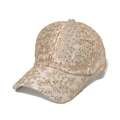 Damen Spitzen-Baseballkappe mit goldener Blumenstickerei und atmungsaktivem Mesh-Sonnenschutz - M (56-58cm) / Gold