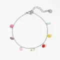 Silver stainless steel bracelet with rainbow zircon stones and lobster clasp closure - Silver Multi-color Zircon Bracelet (A871)