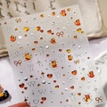 Minimalist cat and bow nail art stickers in orange marble and silver embossed design - TL-375 Silver Foil Cat Embossed Style