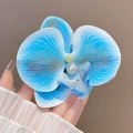 Pince à cheveux orchidée en organza bleu ciel avec perle sur fond marron élégant - 3# Bleu Dégradé Orchidée 3D