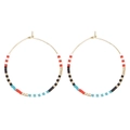 Bohemian multicolored beaded hoop earrings with gold metal frame and mixed small seed beads - Ethnic Multicolor (GZ-E220003B)