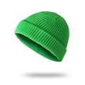 Short-style green knit beanie hat for men featuring a trendy street hip-hop skullcap design - Fluorescent Green