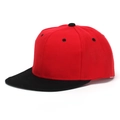Casquette snapback hip hop rouge classique avec visière plate noire et design 6 pans - Rouge & Noir