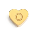 Golden stainless steel heart-shaped bead pendant with engraved letter O for DIY jewelry - Letter O (Gold)