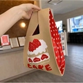 Elegante borsa in maglia con motivo torta di fragole e dettagli a pois rossi - Torta alle fragole