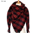 Women's autumn winter oversized red and black buffalo check scarf with tassels - 140x140cm / 14# Red Black Multicolor Plaid