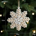 Nordic wooden snowflake Christmas tree pendant with dual-layer design in white and red - Natural Wood Style C