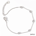 Silver stainless steel bracelet featuring five pear-shaped zircon stones and lobster clasp - Silver White Zircon Bracelet (SAP915)