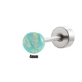 Fashion cartilage stud earring featuring 4mm round teal blue opal with metal base - Single (4mm) / 8# Lake Blue