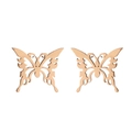 Detail von roségoldenen Schmetterlingssteckern mit filigranen, hohl gearbeiteten Flügeln - Roségold