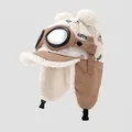Detail der Kinder Fliegermütze mit Sherpa-Futter und dekorativer Fliegerbrille - 3-6 Jahre / Khaki