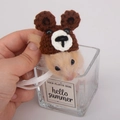 Handmade brown crochet bear hat for small pets like hamsters or sugar gliders - Bear