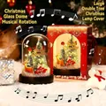 Rotating musical glass dome with Christmas trees, reindeer, and LED light in a gift box - Double Tree Santa Style (Large Dome)