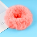 Soft pink plush hair scrunchie with high elasticity for elegant hairstyles - Light Orange