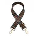 Adjustable bohemian style wide shoulder strap with colorful patterns and gold buckles - Ethnic
