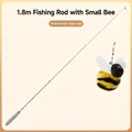 1.8m telescopic fishing rod cat wand toy with plush bee pendant and bell - Grey + 1 Bee