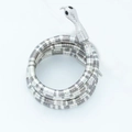 Silver flexible snake bracelet with textured scales and black gemstone eyes - Silver & Gun Black Mixed