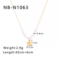 Detail view of gold heart pendant pearl necklace with dimensions and weight info - Gold Heart Pearl Style (NB-N1063) / 18K Gold Plated