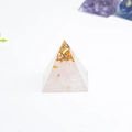 Natural rose quartz crystal pyramid with gold foil inside for office desk decor - Rose Quartz